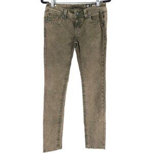 MISS ME TP5724S1 Skinny Designed in USA 🇺🇸 Olive Green Jeans Acid Wash Size 28